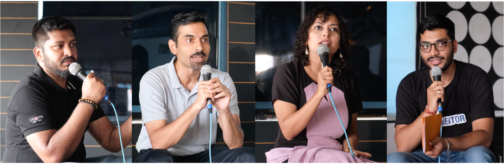 Panelists at a customer success event delivering speech