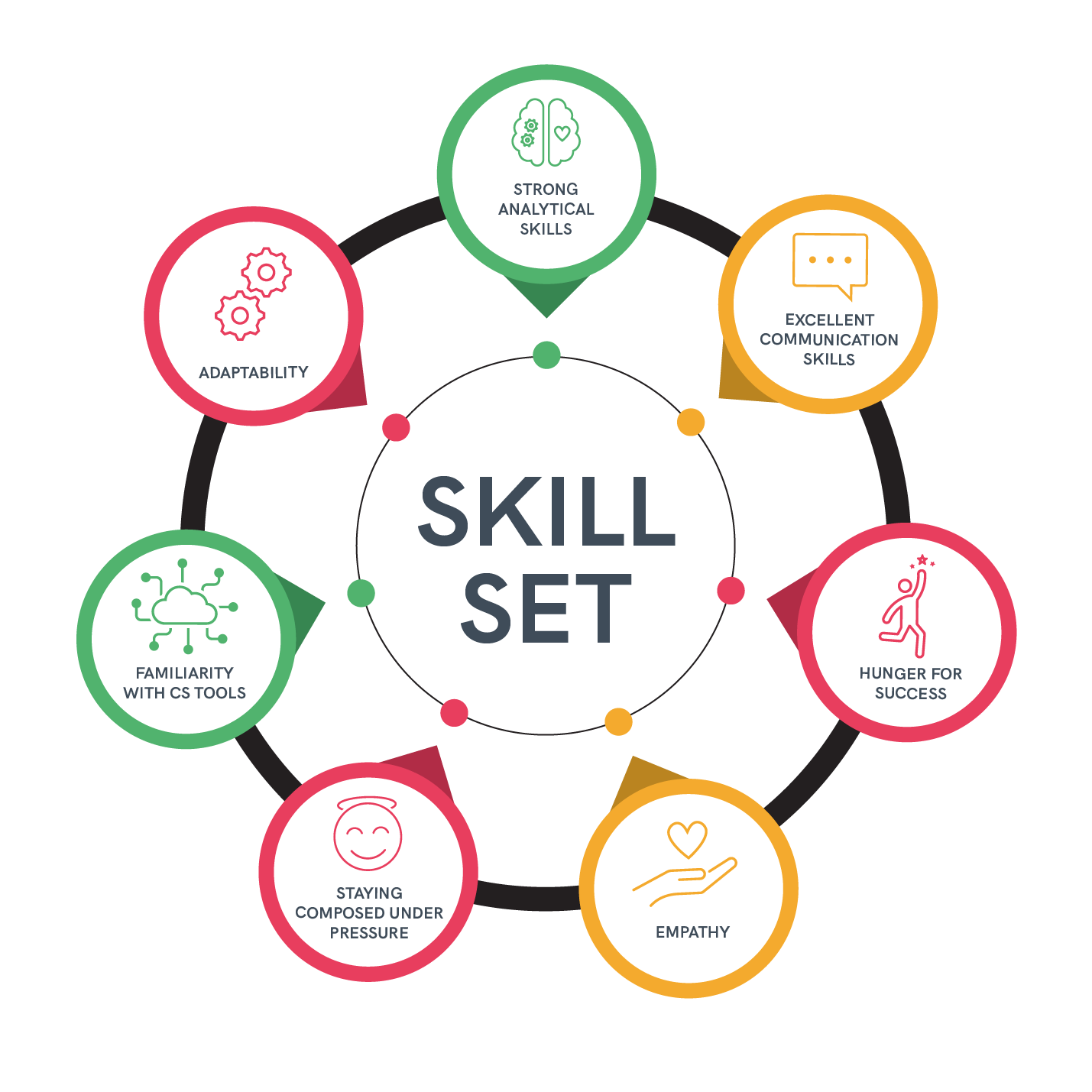 An infographic to show the skill set required for a professional looking for a customer success career