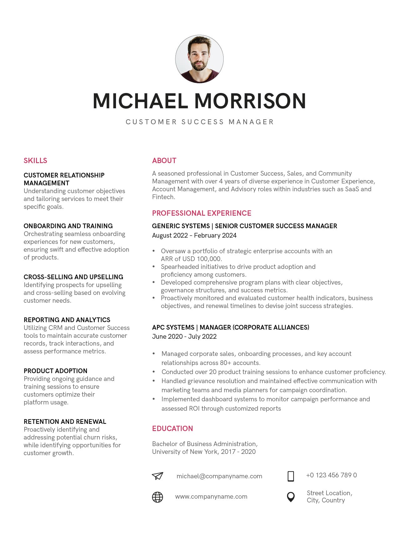 Customer Success Manager Resume by ZapScale