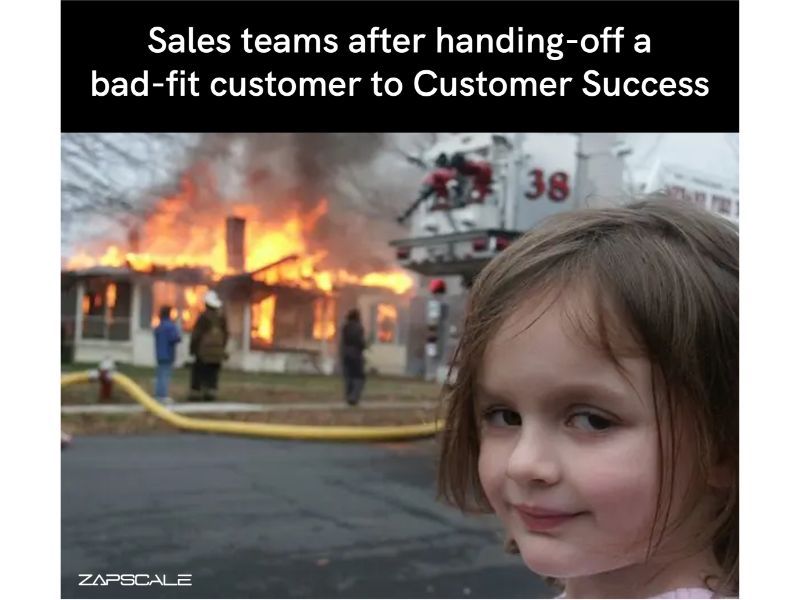 Sales team after handling off a bad-fit customer to customer success